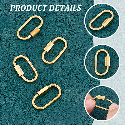 4Pcs 304 Stainless Steel Screw Carabiner Lock Charms FIND-UN0003-50-1