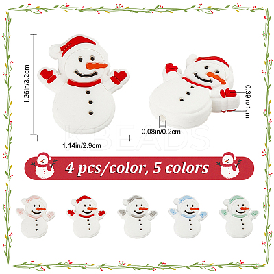 20Pcs 5 Colors Snowman Christmas Theme Food Grade Eco-Friendly Silicone Focal Beads SIL-CP0001-05-1