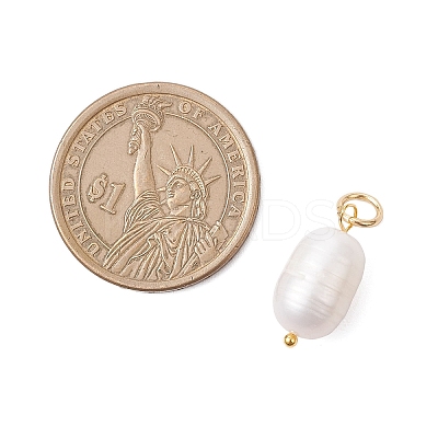 2Pcs 2 Colors Natural Cultured Freshwater Pearl Rice Pendants PALLOY-JF04200-1