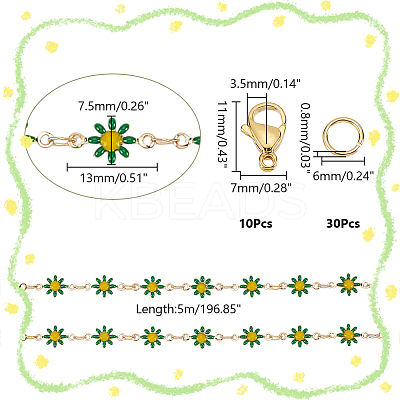 DIY Flower Brass Enamel Link Chains Bracelets/Necklaces Making Finding Kits DIY-AR0004-11-1