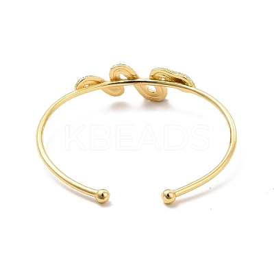 Clear Cubic Zirconia Snake Cuff Bangle BJEW-E032-04G-1