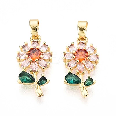 Brass Micro Pave Cubic Zirconia Pendants KK-T071-135G-02-1