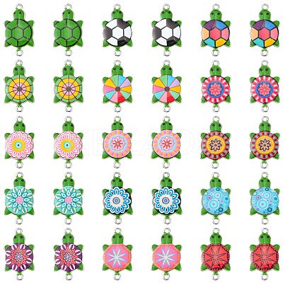 60Pcs 15 Styles Alloy Enamel Connector Charms ENAM-CJ0004-40-1