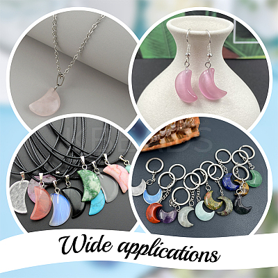 24Pcs 12 Styles Moon Gemstone Pendants G-HY0001-80-1