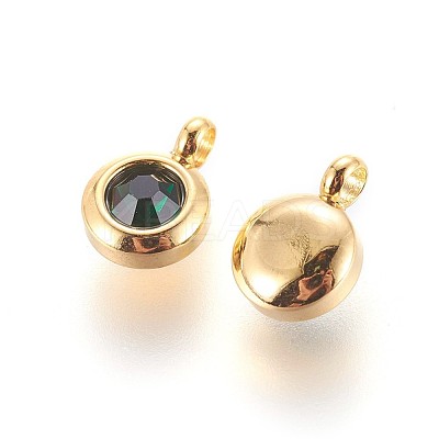 304 Stainless Steel Rhinestone Charms X-STAS-P237-10G-07-1