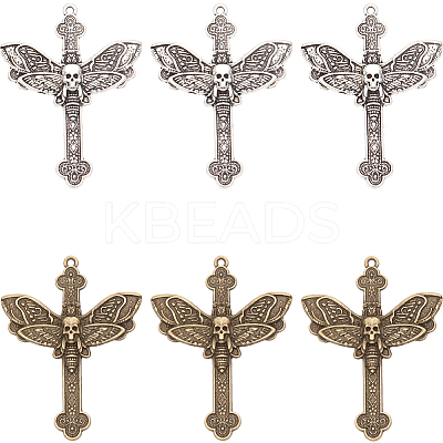 40Pcs 2 Colors Tibetan Style Alloy Big Pendants TIBE-SC0009-39-1