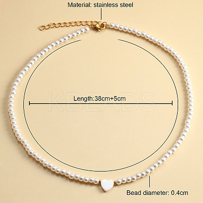 Elegant High-Quality Non-Fading Round Shell Pearl Beaded Heart Pendant Necklaces for Women VI2074-1-1