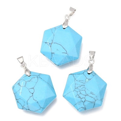 Faceted Synthetic Turquoise Pendants G-F340-03N-1