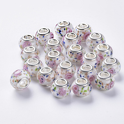 Handmade Gold Sand Lampwork European Beads LAMP-S193-012A-1