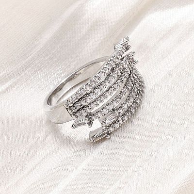 Brass Micro Pave Clear Cubic Zirconia Finger Rings RJEW-S398-01P-1