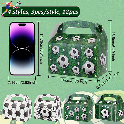 12Pcs 4 Styles Rectangle Football Print Paper Storage Candy Boxes CON-WH0095-58-1