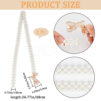 1Pc Acrylic Pearl Braided Stretch Chain Belts AJEW-CP0008-12A-1