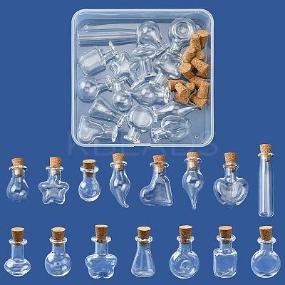 15Pcs 15 Styles Mini High Borosilicate Glass Bottle Bead Containers BOTT-YW0001-01-1