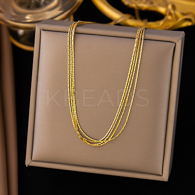 304 Stainless Steel Boston Link Chain Multi-strand Necklaces for Women NJEW-C084-02G-1