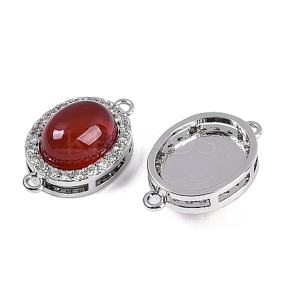 Natural Carnelian(Dyed & Heated) Oval Connector Charms KK-U043-50P-01-1