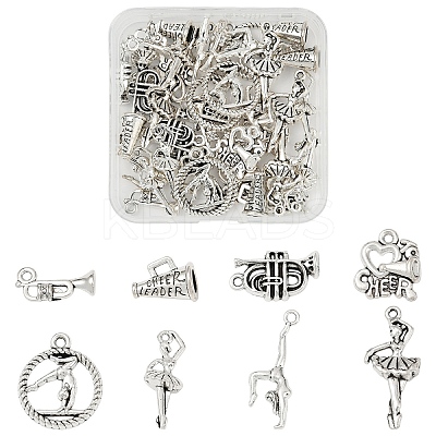 40Pcs 8 Styles Tibetan Style Alloy Pendants FIND-YW0006-87AS-1
