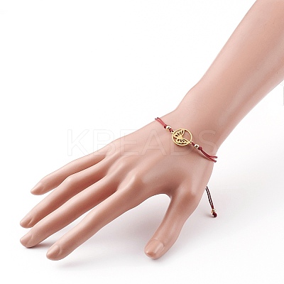 Adjustable Nylon Cord Braided Bead Bracelet BJEW-JB05828-01-1