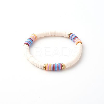 Handmade Polymer Clay Heishi Beads Stretch Bracelets BJEW-JB0001-CPQ-1