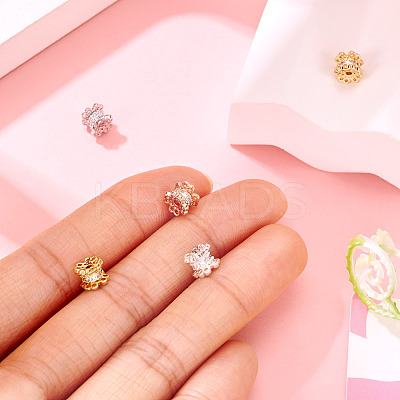 5Pcs 5 Colors Rack Plating Brass Micro Pave Cubic Zirconia Beads KK-TA0001-69-1