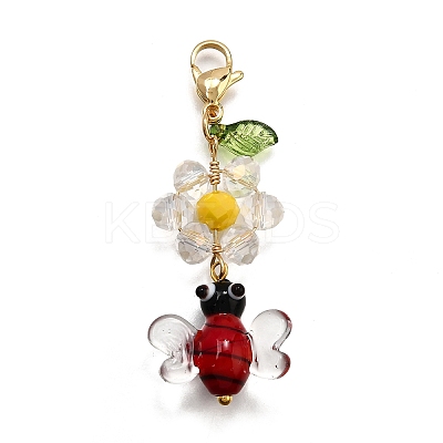 Handmade Lampwork Bees Pendant Decorations HJEW-TA00348-1