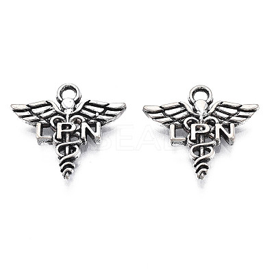 Tibetan Style Alloy LPN Caduceus Medical Symbol Charms LS-TIBEP-N008-133-1