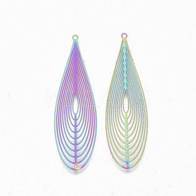Ion Plating(IP) 304 Stainless Steel Filigree Big Pendants X-STAS-S108-80-1