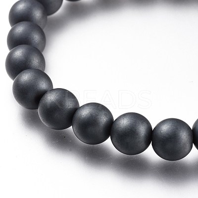 Non-magnetic Synthetic Hematite Beads Stretch Bracelets BJEW-A115-02-1