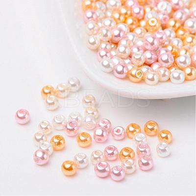 Barely Pink Mix Pearlized Glass Pearl Beads HY-X006-4mm-01-1