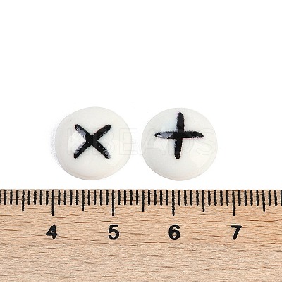 White and Black Flat Round Cartoon Resin Cabochons LS-CRES-Q009-01I-1