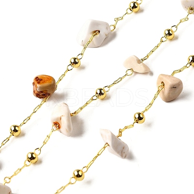 Handmade Natural Howlite Chip Beaded Chains CHC-F020-09G-02-1