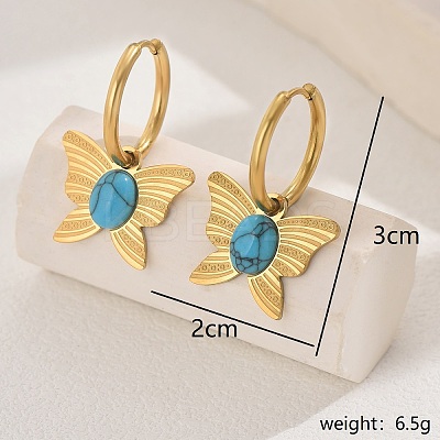 201 Stainless Steel Butterfly Hoop Earrings RW8851-1