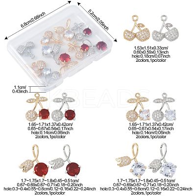 10Pcs 10 Styles Brass Micro Pave Cubic Zirconia Pendants KK-FS0001-80-1