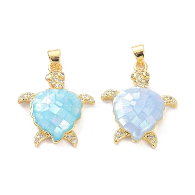 Real 18K Gold Plated Brass Micro Pave Clear Cubic Zirconia Pendants X-KK-D004-05G-C-1
