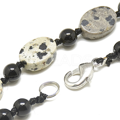 Natural Dalmatian Jasper Beaded Necklaces NJEW-S401-26-1