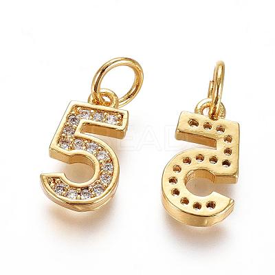Brass Micro Pave Clear Cubic Zirconia Charms ZIRC-L092-05-G-1