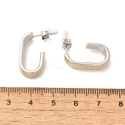 304 Stainless Steel Two Tone Stud Earrings EJEW-F355-05GP-04-1