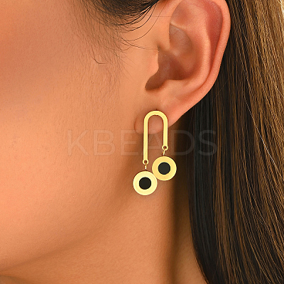 201 Stainless Steel Enamel Stud Dangle Earrings for Women CG3139-1