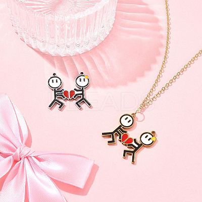 2 Pairs 2 Colors Valentine's Day 304 Stainless Steel Enamel Magnetic Pendants STAS-FS0002-08-1