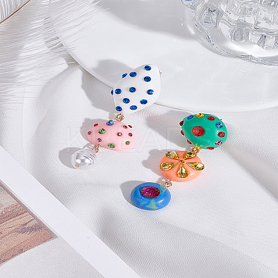 1 Piar Geometric Resin Acrylic Dangle Stud Earrings EJEW-LP0007-020-1