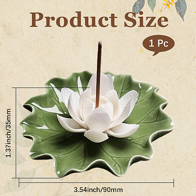 Lotus Leaf & Lotus Flower Porcelain Incense Burners DJEW-CN0001-38A-1