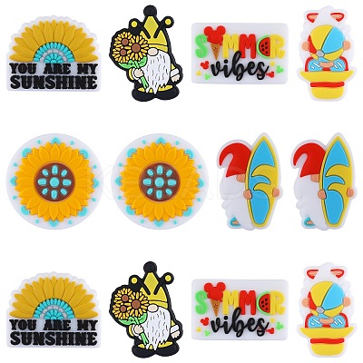 12Pcs 6 Styles Silicone Focal Beads SIL-SZ0001-88-1