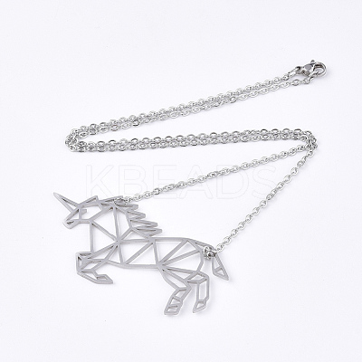 Non-Tarnish 201 Stainless Steel Pendant Necklaces NJEW-T009-JN035-1-40-1