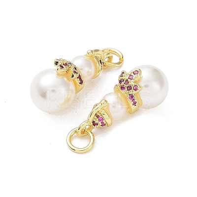 Brass & Cubic Zirconia & Plastic Imitation Pearl Pendants KK-G469-09G-1
