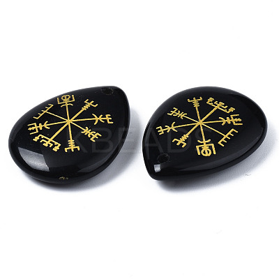 Natural Black Stone Pendants G-T122-72A-1
