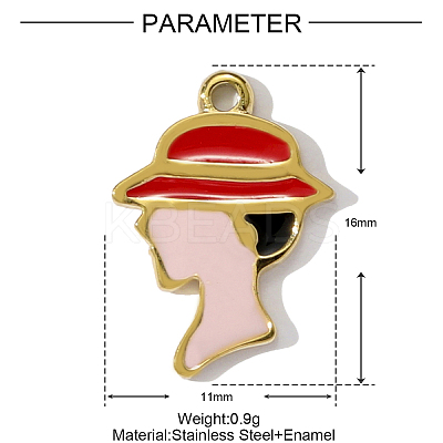 304 Stainless Steel Enamel Pendants STAS-OY001-97G-1