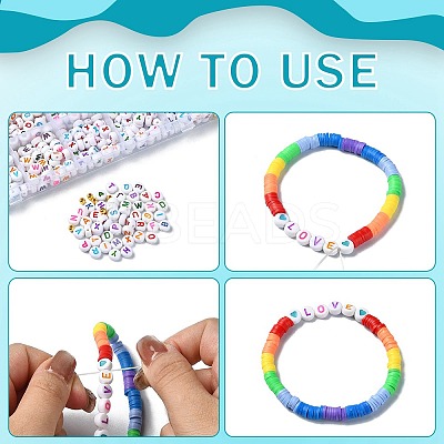DIY Letter & Heart Acrylic & Plastic Stretch Bracelet Beaded Necklace Making Kit DIY-YW0008-41-1