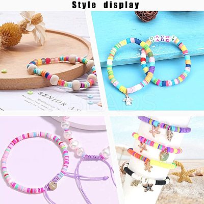 Flat Round Handmade Polymer Clay Beads CLAY-R067-8.0mm-09-1