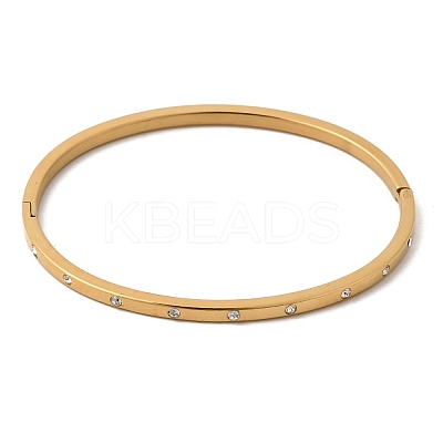 304 Stainless Steel Rhinestone Hinged Bangles for Women BJEW-D408-16G-1
