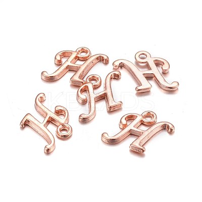 Rose Gold Plated Alloy Letter Pendants X-PALLOY-J718-01RG-H-1