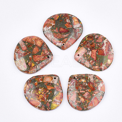 Synthetic Gold Line Regalite/Imperial Jasper/Sea Sediment Jasper Pendants G-S329-042D-1